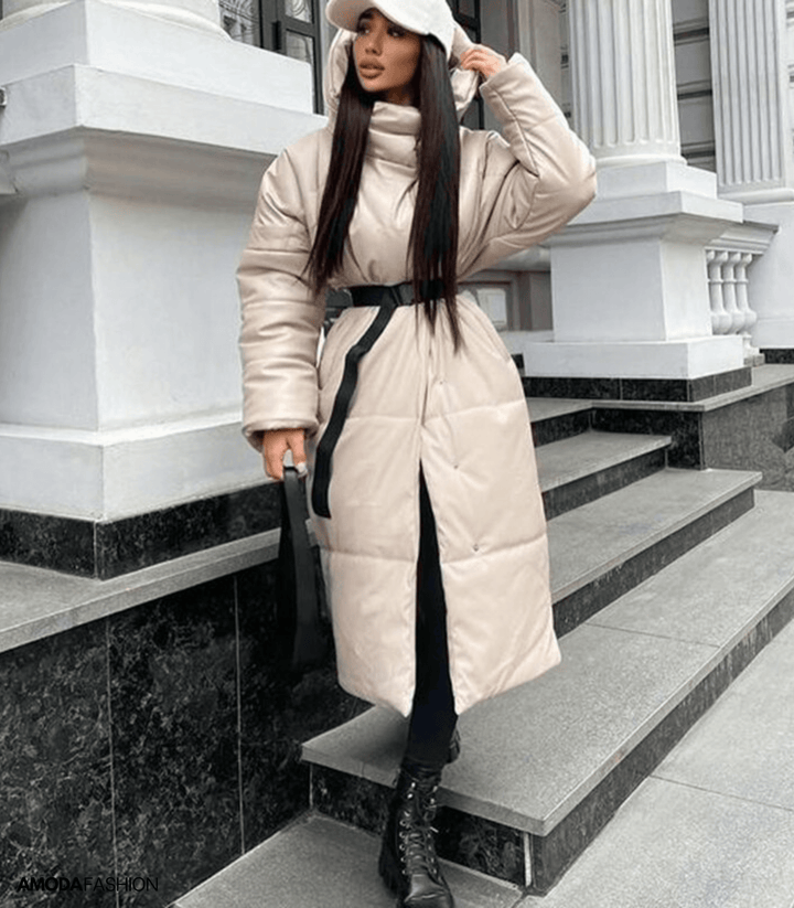 Drune | Leder-Pufferjacke mit Gürtel