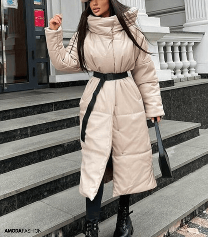 Drune | Leder-Pufferjacke mit Gürtel