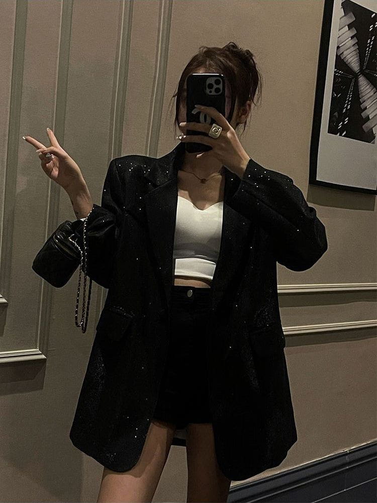 Drune | Blazer Pailletten Oversize Chic Elegant und Glänzend