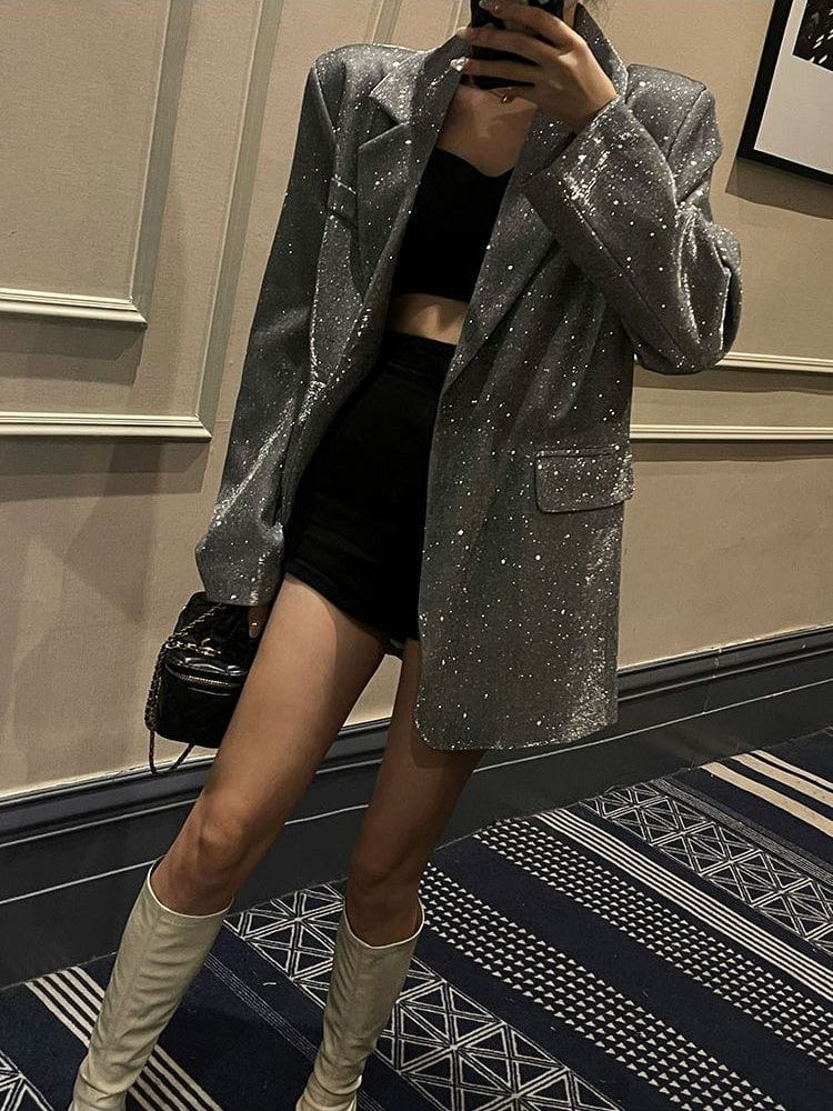 Drune | Blazer Pailletten Oversize Chic Elegant und Glänzend