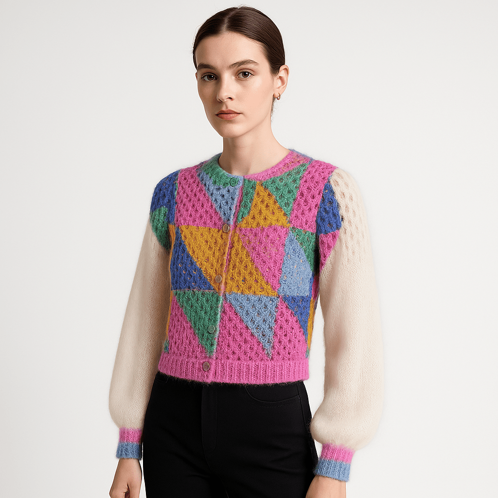 Drune | Strickjacke Patchwork Multicolor Grafisches und Weiches Material