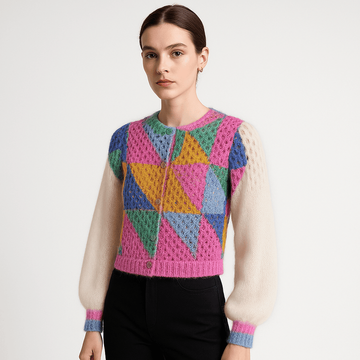 Drune | Strickjacke Patchwork Multicolor Grafisches und Weiches Material