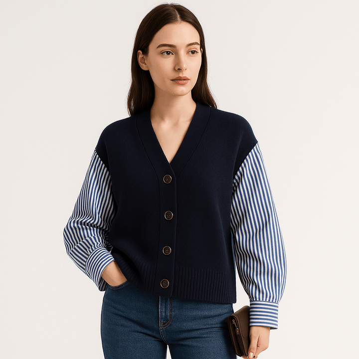 Drune | Cardigan Hemd Kontrastierend Oversize Eleganz Lässig