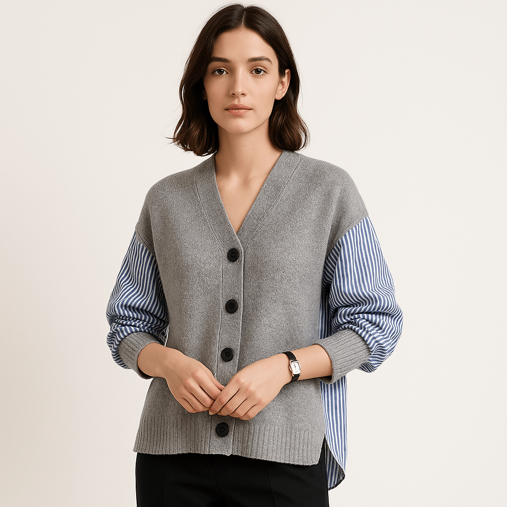Drune | Cardigan Hemd Kontrastierend Oversize Eleganz Lässig