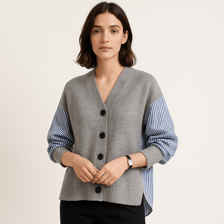 Drune | Cardigan Hemd Kontrastierend Oversize Eleganz Lässig