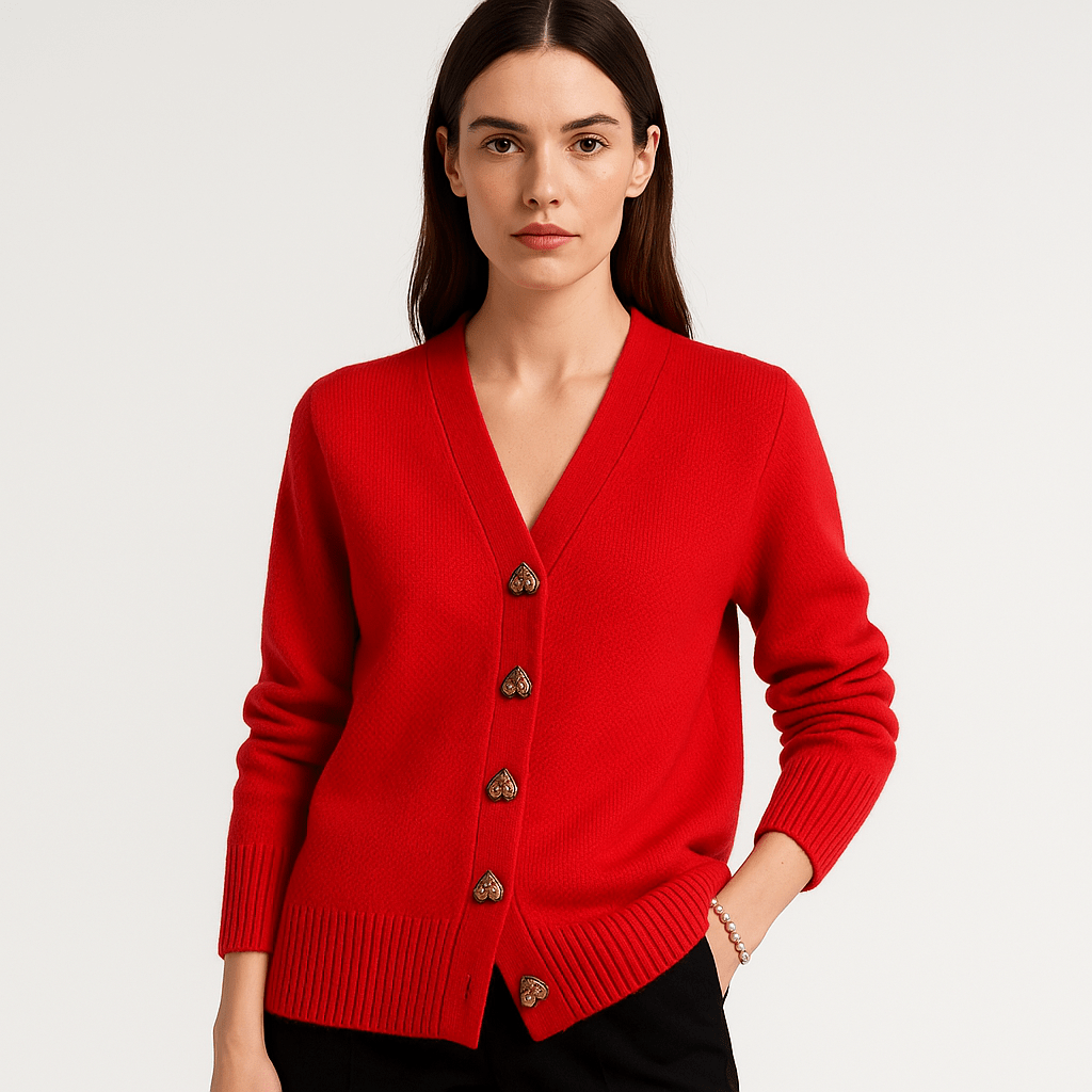 Drune | Cardigan Grau V-Ausschnitt & Knöpfe Schalen-Effekt Weiche und Elegante Strickware