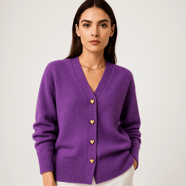 Drune | Cardigan Grau V-Ausschnitt & Knöpfe Schalen-Effekt Weiche und Elegante Strickware