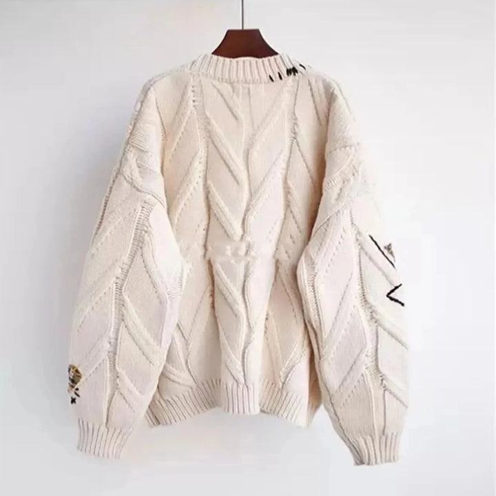 Drune | Oversize Cardigan Dickes Strick Einzigartiger und Farbiger Stil