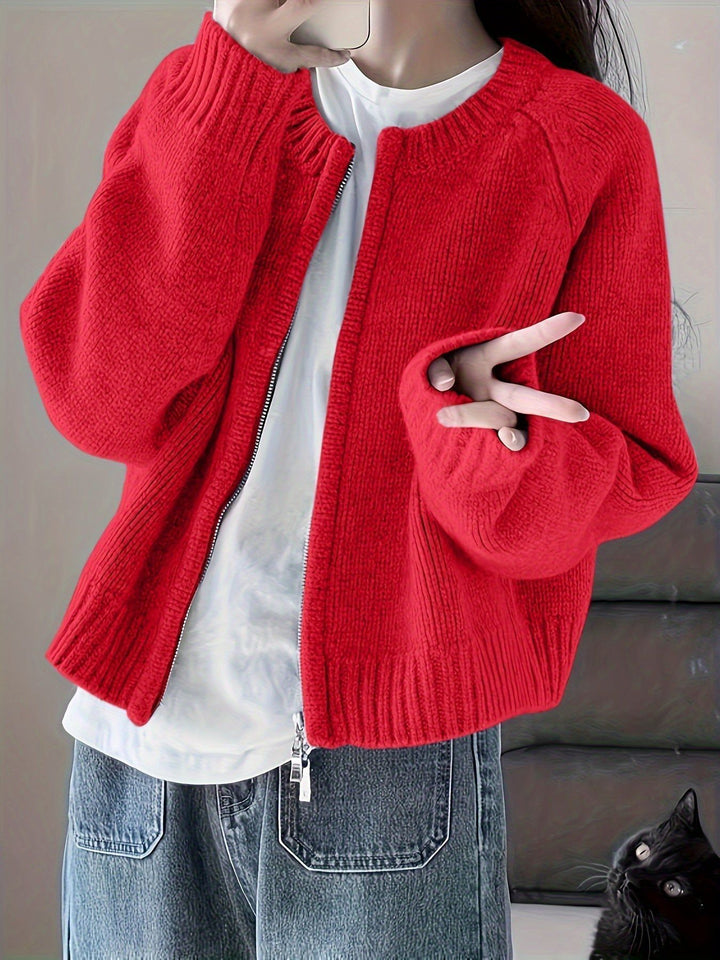 Drune | Oversized Zip-Cardigan Rosa Sanft und Bequem