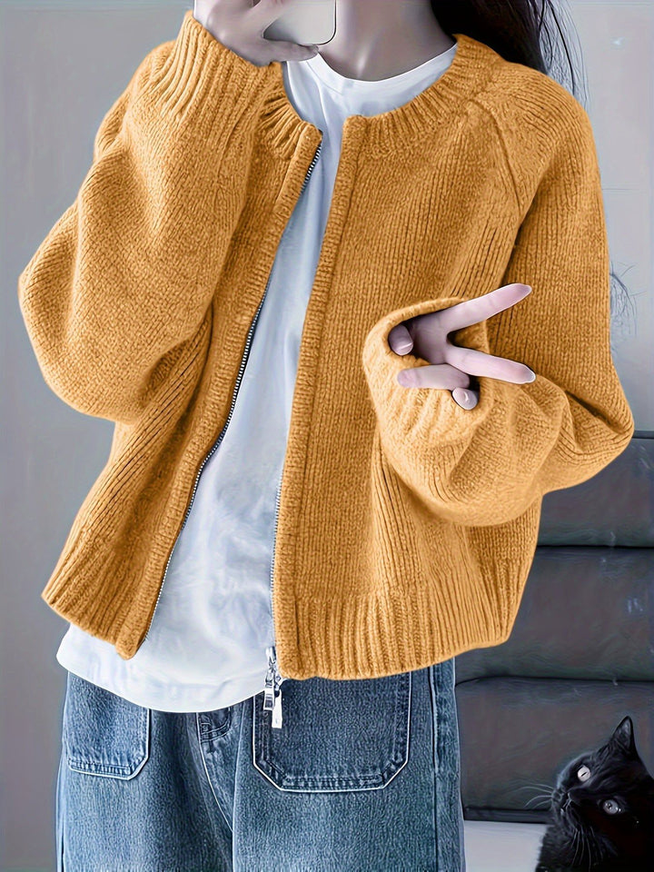 Drune | Oversized Zip-Cardigan Rosa Sanft und Bequem