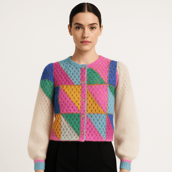 Drune | Strickjacke Patchwork Multicolor Grafisches und Weiches Material