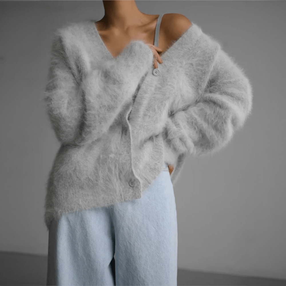 Drune | Cardigan aus samtigem Strick Beige Wärme und Eleganz Cocooning