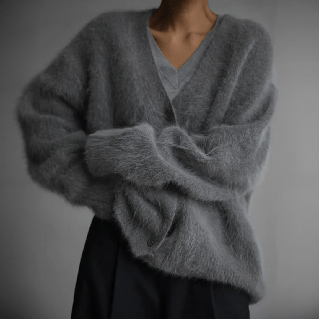 Drune | Cardigan aus samtigem Strick Beige Wärme und Eleganz Cocooning