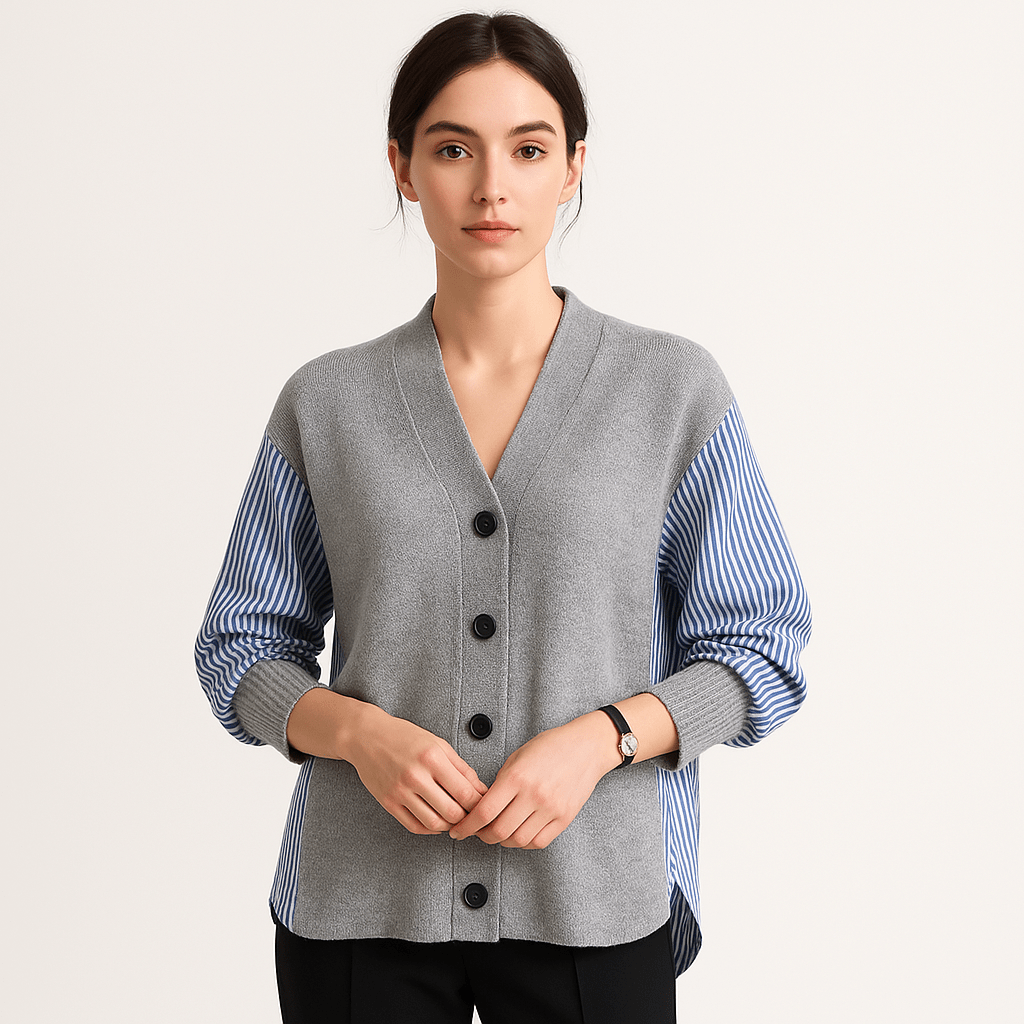 Drune | Cardigan Hemd Kontrastierend Oversize Eleganz Lässig