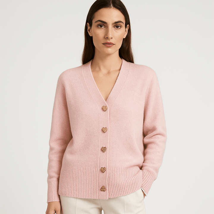 Drune | Cardigan Grau V-Ausschnitt & Knöpfe Schalen-Effekt Weiche und Elegante Strickware