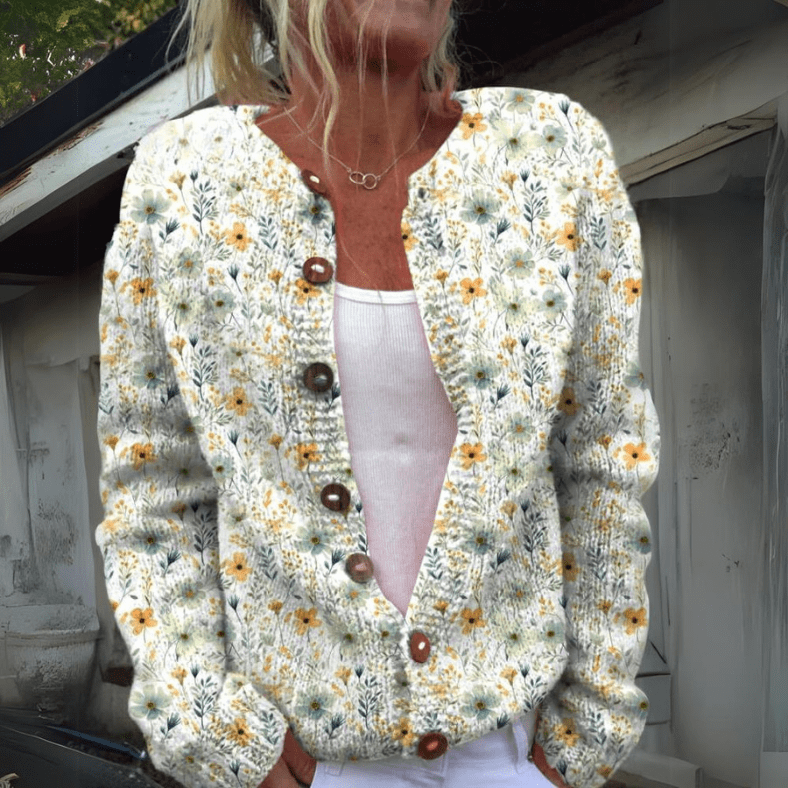 Drune | Strickweste Blumig Weich und Warm Boho-Stil