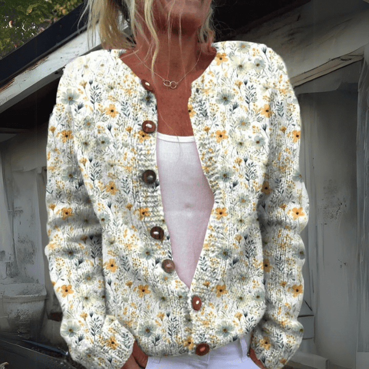 Drune | Strickweste Blumig Weich und Warm Boho-Stil