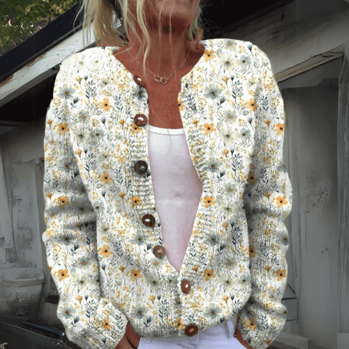 Drune | Strickweste Blumig Weich und Warm Boho-Stil