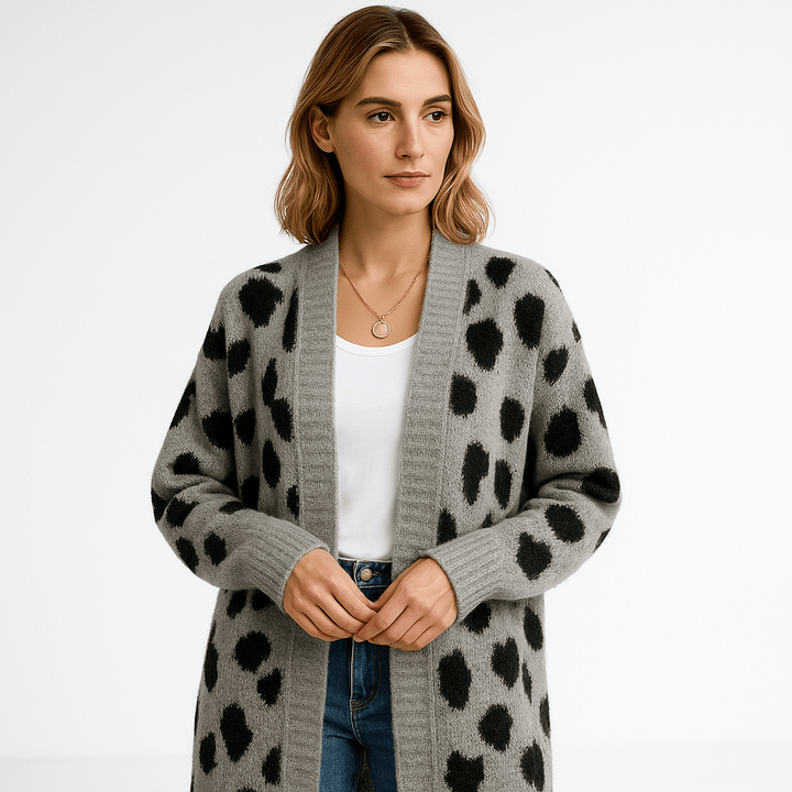 Drune | Cardigan Leopard Lang Stil Tierisch Schick Fluid und Weich