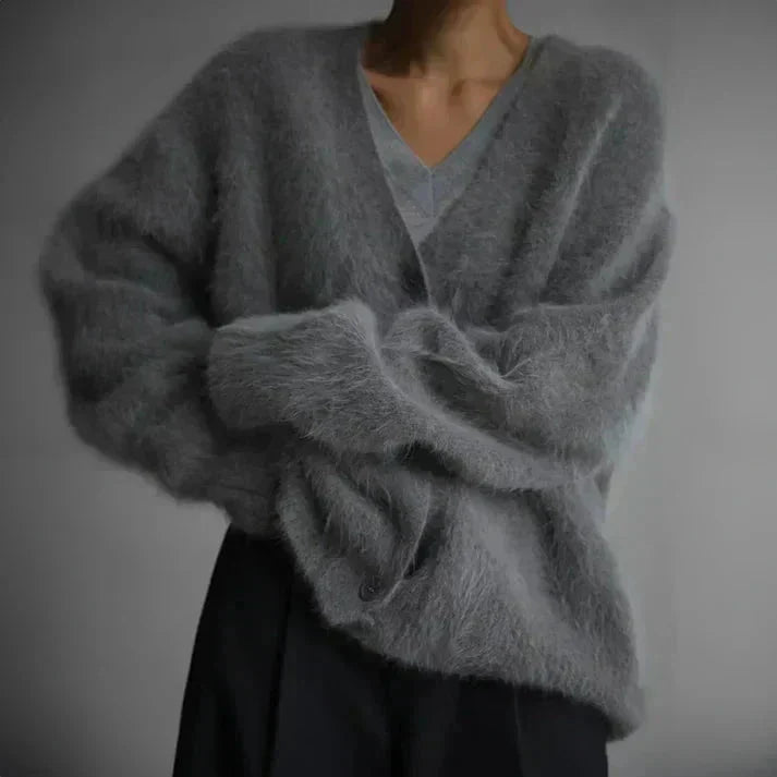 Drune | Weste Weich Knopf Taupe Flauschig und Elegant
