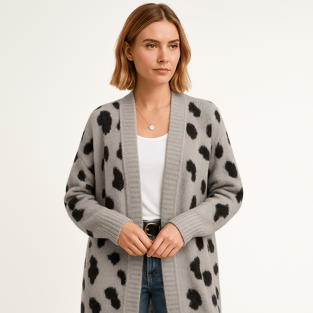Drune | Cardigan Leopard Lang Stil Tierisch Schick Fluid und Weich