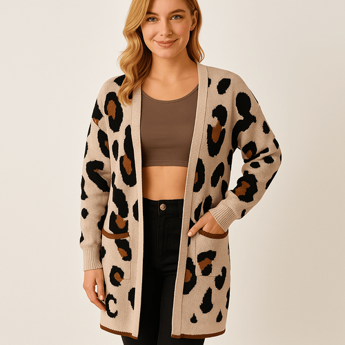 Drune | Tiermotiv langer Karod cardigan im lässig-schicken Stil