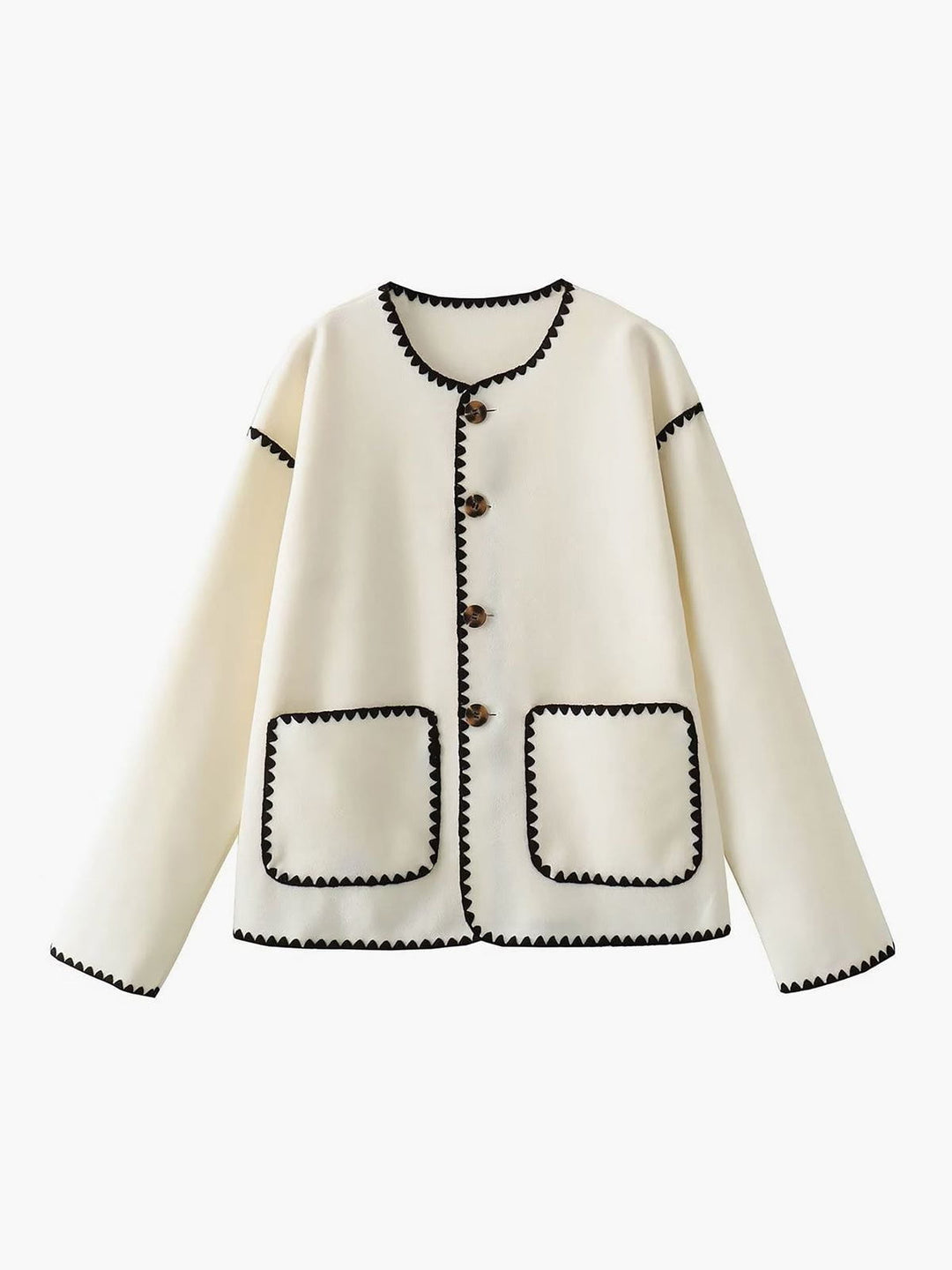 Drune | Leichte Jacke Ecru & Schwarz Chic & Strukturiert