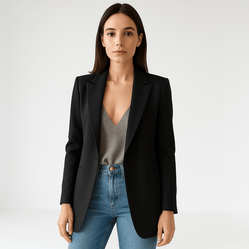 Drune | Klassischer Eleganter Schwarzer Blazer mit Gerader Passform