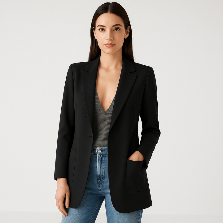 Drune | Klassischer Eleganter Schwarzer Blazer mit Gerader Passform