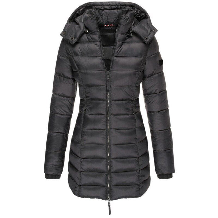 Drune | Lange gesteppte Daunenjacke Marineblau Wärme und Eleganz im Winter
