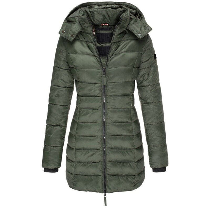 Drune | Lange gesteppte Daunenjacke Marineblau Wärme und Eleganz im Winter