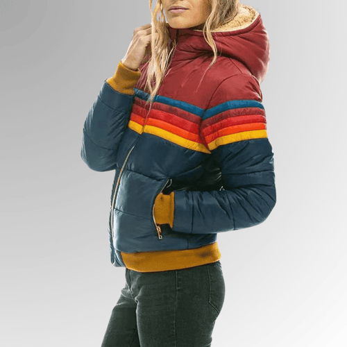 Drune | Retro Steppjacke Regenbogen & Warme, Stylische Kapuze