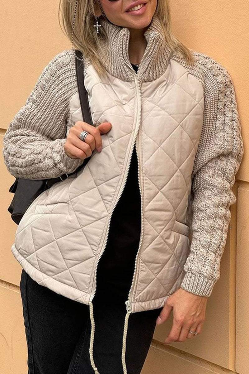 Drune | Zwei-Farben Steppjacke Beige Sanft und Texturiert