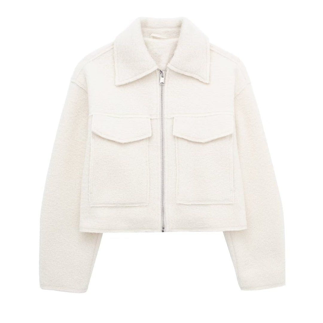 Drune | Moderne und strukturierte graue Wolljacke mit Reißverschluss