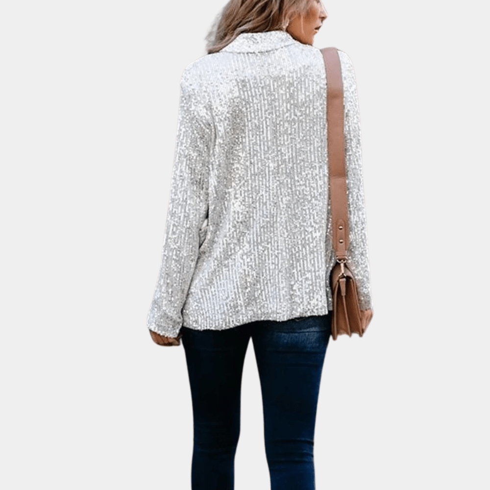 Drune | Festlicher, glänzender schwarzer Pailletten-Blazer