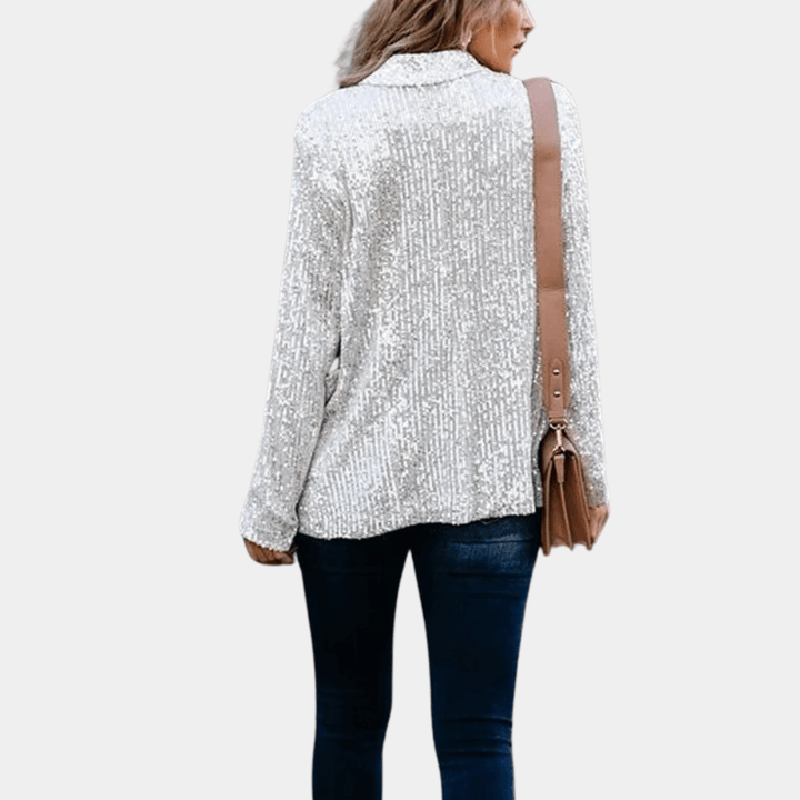 Drune | Festlicher, glänzender schwarzer Pailletten-Blazer
