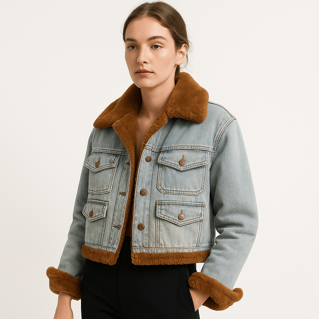 Drune | Retro-Warme Sherpa-Doppelte Jeansjacke mit trendigem Winterlook