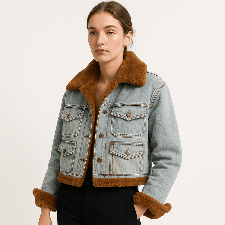 Drune | Retro-Warme Sherpa-Doppelte Jeansjacke mit trendigem Winterlook