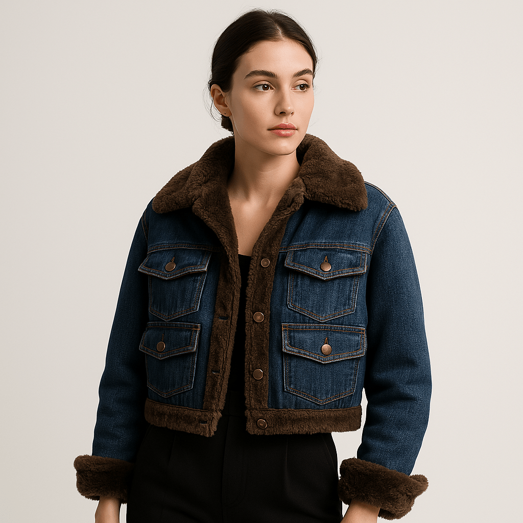 Drune | Retro-Warme Sherpa-Doppelte Jeansjacke mit trendigem Winterlook
