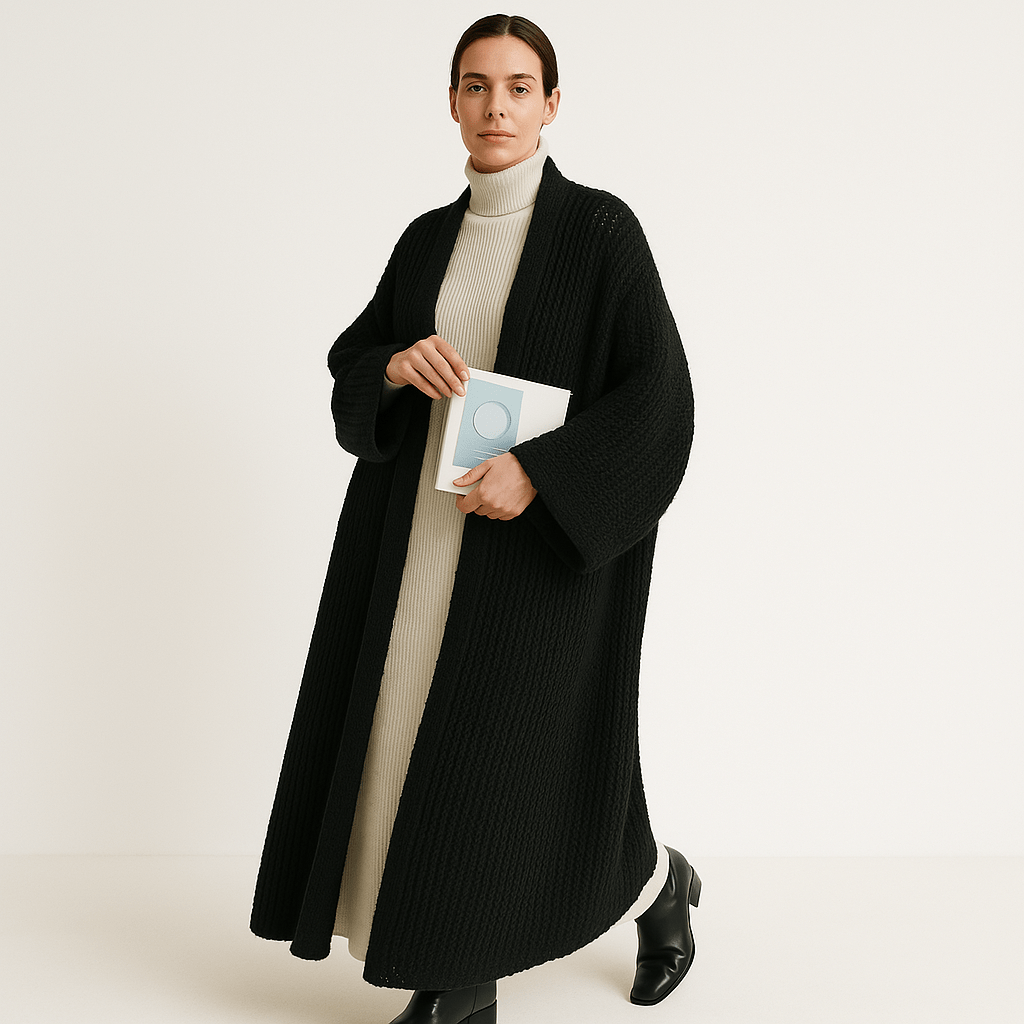 Drune | Lange Beigefarbene Leichte und Offene Elegante Freizeitjacke