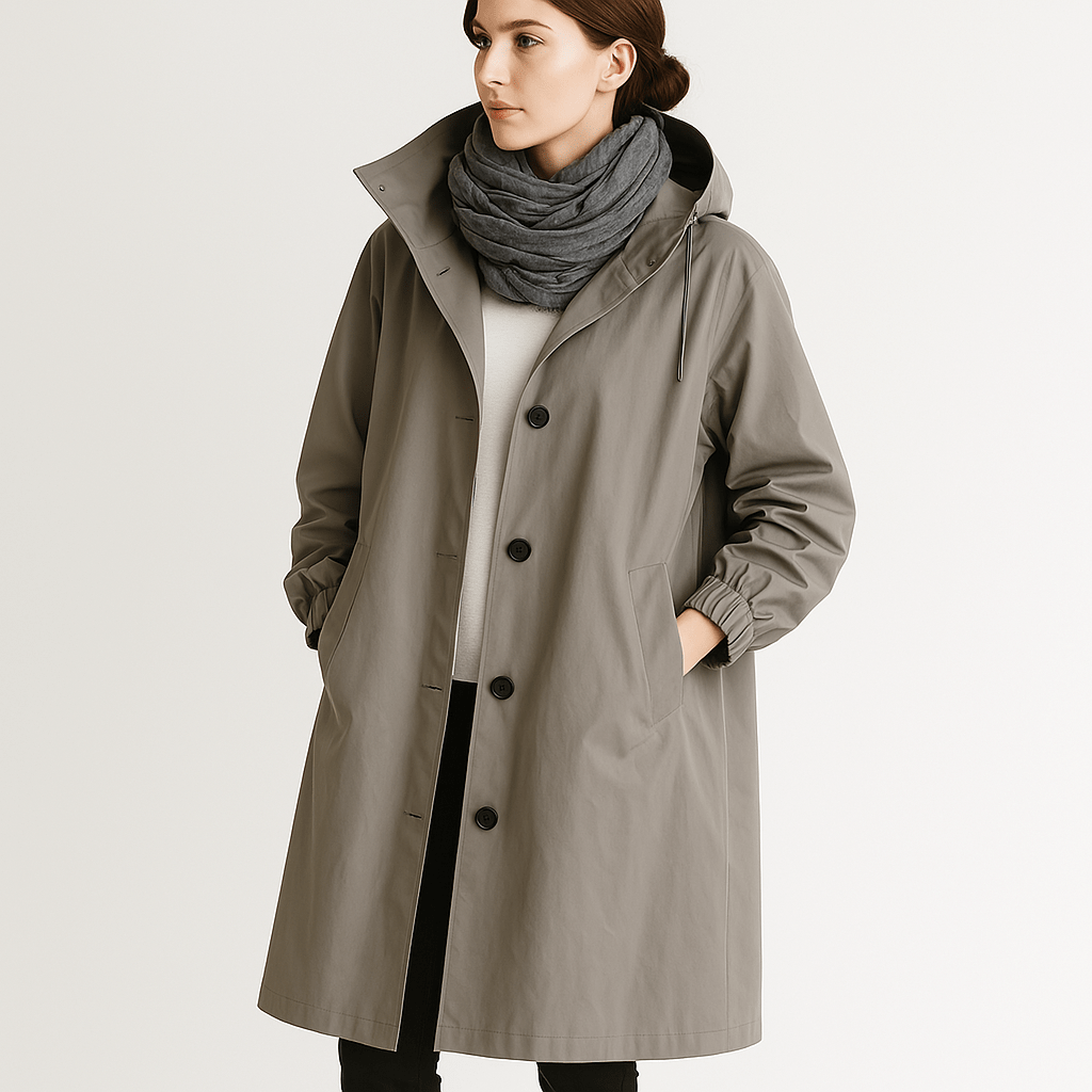 Drune | Mantel Schwarz Mit Integrierter Kapuze Urban und Lässig