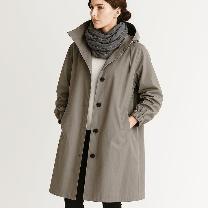 Drune | Mantel Schwarz Mit Integrierter Kapuze Urban und Lässig