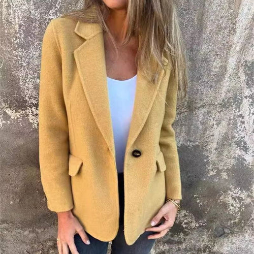 Drune | Blazer Wolle Senf Struktur Warm und Elegant