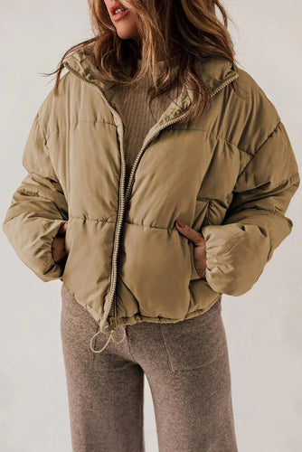 Drune | Kurze Beige Khaki Daunenjacke Warm & Lässig