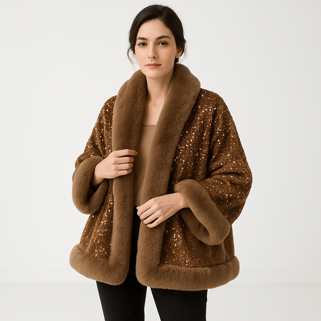 Drune | Glitzerjacke aus warmem und elegantem Kunstfell im glamourösen Stil Winter