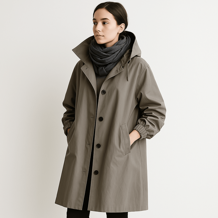 Drune | Mantel Schwarz Mit Integrierter Kapuze Urban und Lässig