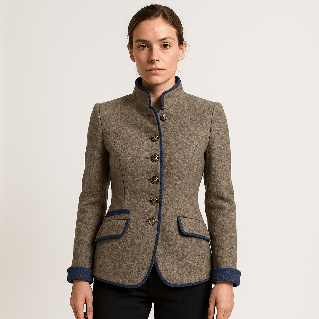 Drune | Taillierte Weste aus braunem Wolle mit kontrastierenden Details Klassische Eleganz
