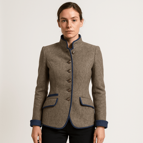 Drune | Taillierte Weste aus braunem Wolle mit kontrastierenden Details Klassische Eleganz