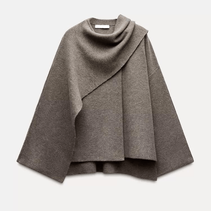 Drune | Eleganter Asymmetrischer Cape Aus Gemischter Wolle Minimalistisch und Raffiniert