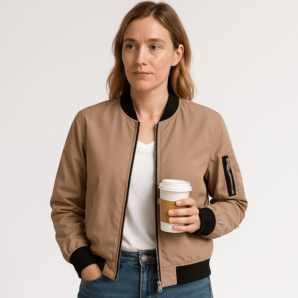 Drune | Blouson Bomber Beige Kurz geschnitten Urban Lässiger Look